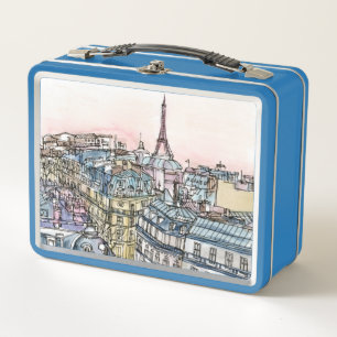 Reiseziele   Aquarell Eiffelturm & Paris Metall Lunch Box