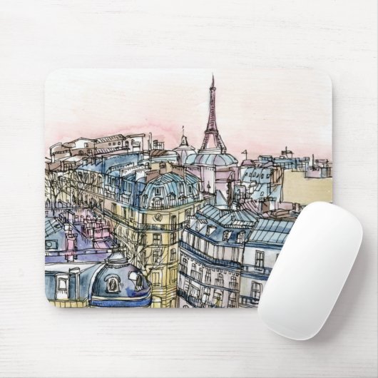 Reiseziele | Aquarell Eiffelturm & Paris Mousepad (Mit Mouse)
