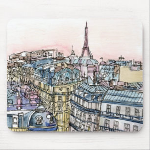 Reiseziele   Aquarell Eiffelturm & Paris Mousepad