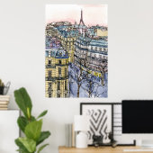 Reiseziele | Aquarell Eiffelturm & Paris Poster (Heimbüro)
