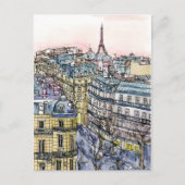 Reiseziele | Aquarell Eiffelturm & Paris Postkarte (Vorderseite)