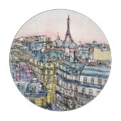 Reiseziele | Aquarell Eiffelturm & Paris Schneidebrett (Vorderseite)