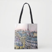 Reiseziele | Aquarell Eiffelturm & Paris Tasche (Vorderseite)