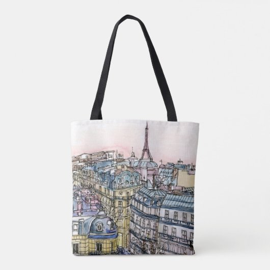 Reiseziele | Aquarell Eiffelturm & Paris Tasche (Rückseite)