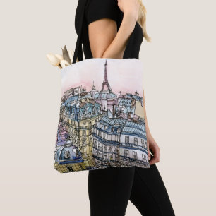 Reiseziele Aquarell Eiffelturm & Paris Tasche