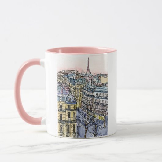 Reiseziele | Aquarell Eiffelturm & Paris Tasse (Links)