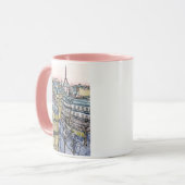 Reiseziele | Aquarell Eiffelturm & Paris Tasse (Vorderseite Links)