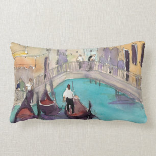 Reiseziele Aquarell Venedig Gondelfahrt Lendenkissen