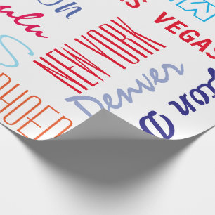 Reiseziele bis zu 16 Städte - Wörter oder Namen Geschenkpapier