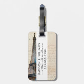 Reiseziele | Buchstaben aus dem Eiffelturm Gepäckanhänger (Rückseite vertikal)