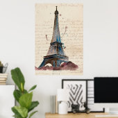 Reiseziele | Buchstaben aus dem Eiffelturm Poster (Heimbüro)