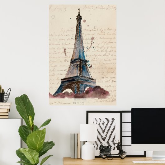 Reiseziele | Buchstaben aus dem Eiffelturm Poster (Heimbüro)