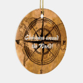 Reiseziele - Compass-Rose und Weltkarte Keramik Ornament (Rechts)