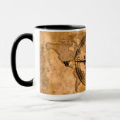 Reiseziele - Compass-Rose und Weltkarte Tasse (Links)