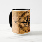 Reiseziele - Compass-Rose und Weltkarte Tasse (Vorderseite Links)