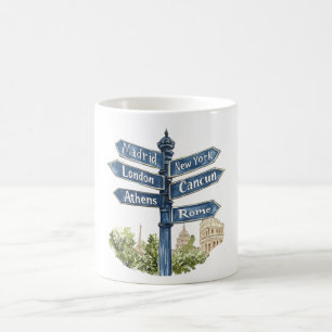 Reiseziele der Welt Madrid London Athen  Kaffeetasse