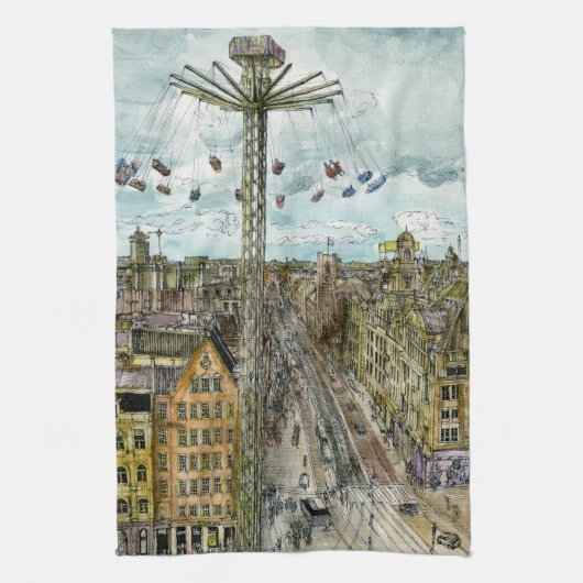 Reiseziele | European Swing Ride Watercolor Handtuch (Vertikal)