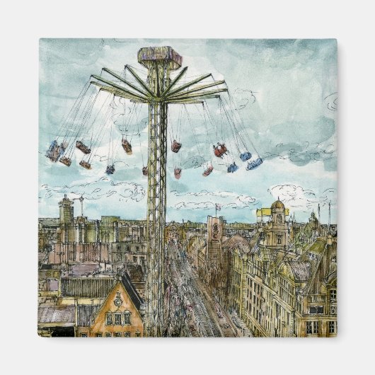 Reiseziele | European Swing Ride Watercolor Magnet (Vorne)