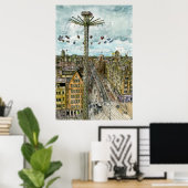 Reiseziele | European Swing Ride Watercolor Poster (Heimbüro)