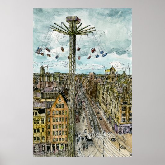 Reiseziele | European Swing Ride Watercolor Poster (Vorne)