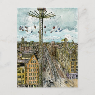 Reiseziele   European Swing Ride Watercolor Postkarte