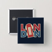 Reiseziele London Blue Red Phone Box Button (Vorne & Hinten)
