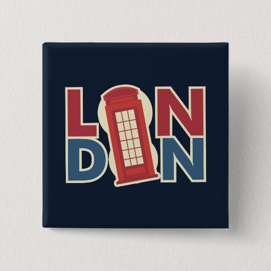 Reiseziele London Blue Red Phone Box Button (Vorderseite)
