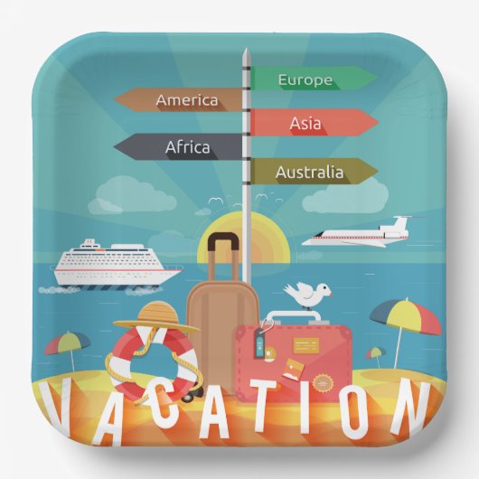 Reiseziele Pappteller (Vorderseite)