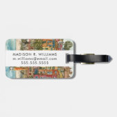 Reiseziele | Strand und Gebäude in Aquarellfarben Gepäckanhänger (Rückseite horizontal)