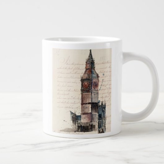 Reiseziele | Vintage Briefe von Big Ben Jumbo-Tasse (Rechts)