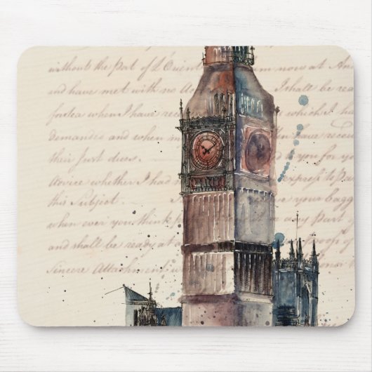Reiseziele | Vintage Briefe von Big Ben Mousepad (Vorne)