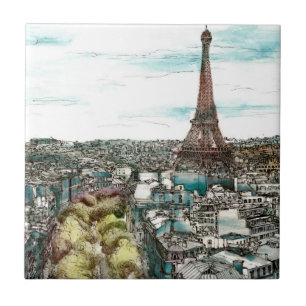Reiseziele Vintage Eiffelturm in Paris Ansicht Fliese