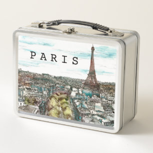 Reiseziele Vintage Eiffelturm in Paris Ansicht Metall Brotdose