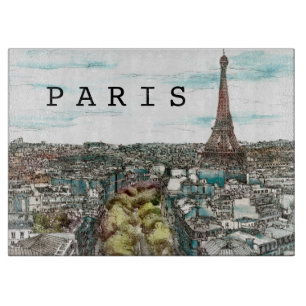 Reiseziele Vintage Eiffelturm in Paris Ansicht Schneidebrett