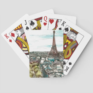 Reiseziele Vintage Eiffelturm in Paris Ansicht Spielkarten