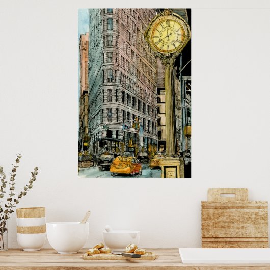 Reiseziele | Vintage Uhr Poster (Küche)