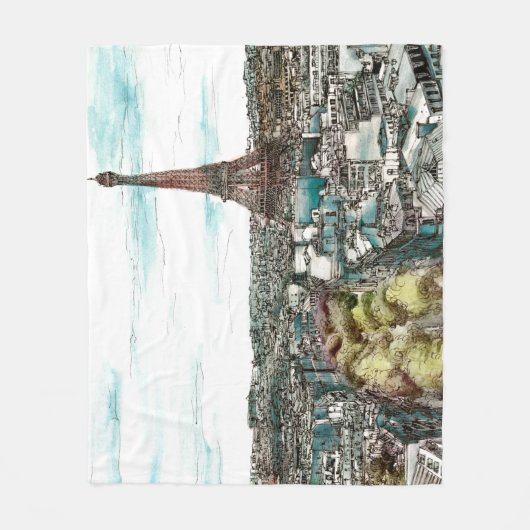 Reiseziele | Vintager Eiffelturm in Paris Fleecedecke (Vorderseite)
