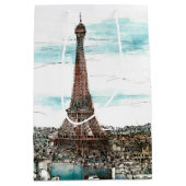 Reiseziele | Vintager Eiffelturm in Paris Mittlere Geschenktüte (Vorderseite)