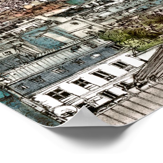 Reiseziele | Vintager Eiffelturm in Paris Poster (Ecke)