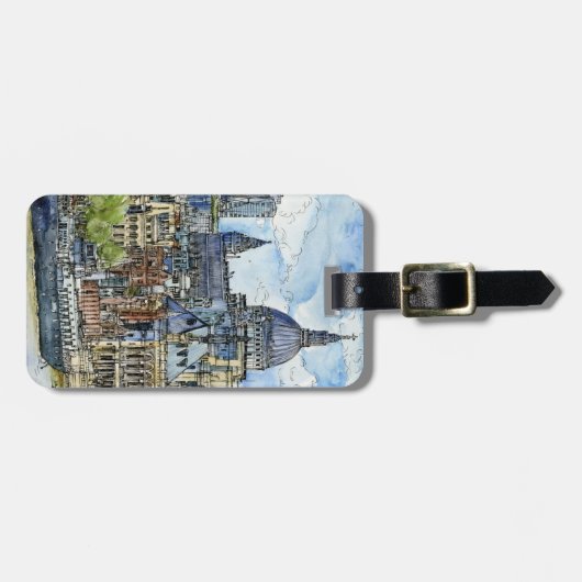 Reiseziele | Wasserfarbe Themse Wasserfront Gepäckanhänger (Vorderseite horizontal)