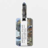 Reiseziele | Wasserfarbe Themse Wasserfront Gepäckanhänger (Rückseite vertikal)