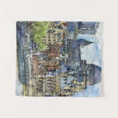 Reiseziele | Wasserfarbe Themse Wasserfront Wandteppich (Vorderseite (Horizontal))