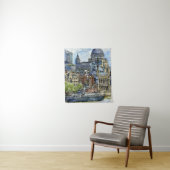 Reiseziele | Wasserfarbe Themse Wasserfront Wandteppich (Beispiel)