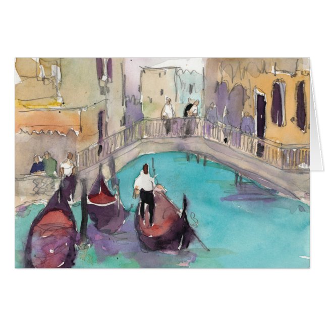 Reiseziele | Wasserfarbe Venedig Gondelfahrt (Vorderseite (Horizontal))