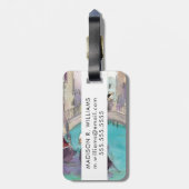 Reiseziele | Wasserfarbe Venedig Gondelfahrt Gepäckanhänger (Rückseite vertikal)