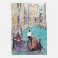 Reiseziele | Wasserfarbe Venedig Gondelfahrt