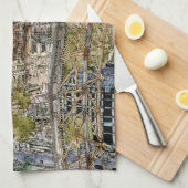 Reiseziele | Watercolor Big Ben & London Eye Handtuch (Viertel Falte)