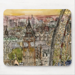 Reiseziele   Watercolor Big Ben & London Eye Mousepad