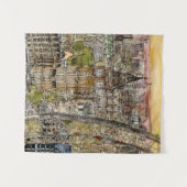 Reiseziele | Watercolor Big Ben & London Eye Wandteppich (Vorderseite (Horizontal))