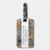 Reiseziele | Watercolor New York City View Gepäckanhänger (Rückseite vertikal)